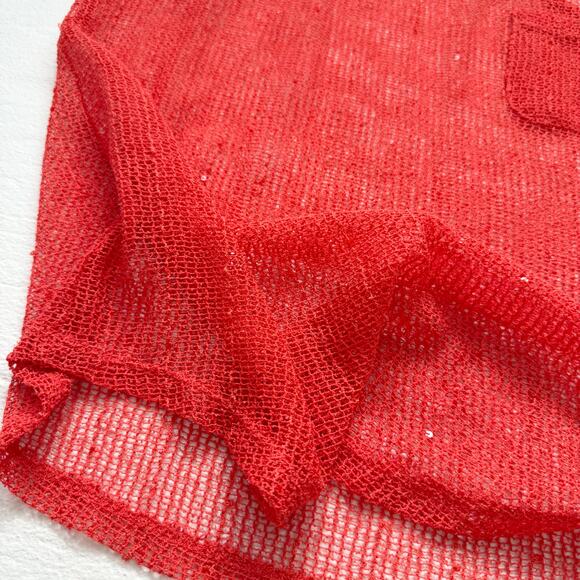 XXI Orange Open Knit Mesh Tank Top, Size Medium - Picture 3 of 6